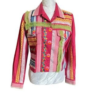 Minnies Closet Cropped Jacket Sz S Multicolor Artsy Colorful Barbiecore *READ*